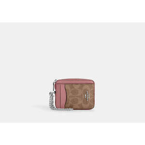 Coach Zip Card Case In Signature Canvas